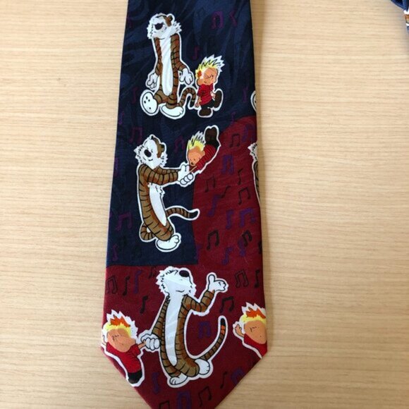 Calvin & Hobbs Dancing 100% Silk Red & Blue Tie - Picture 3 of 6